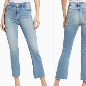 “MOTHER” high waisted ankle fray jeans